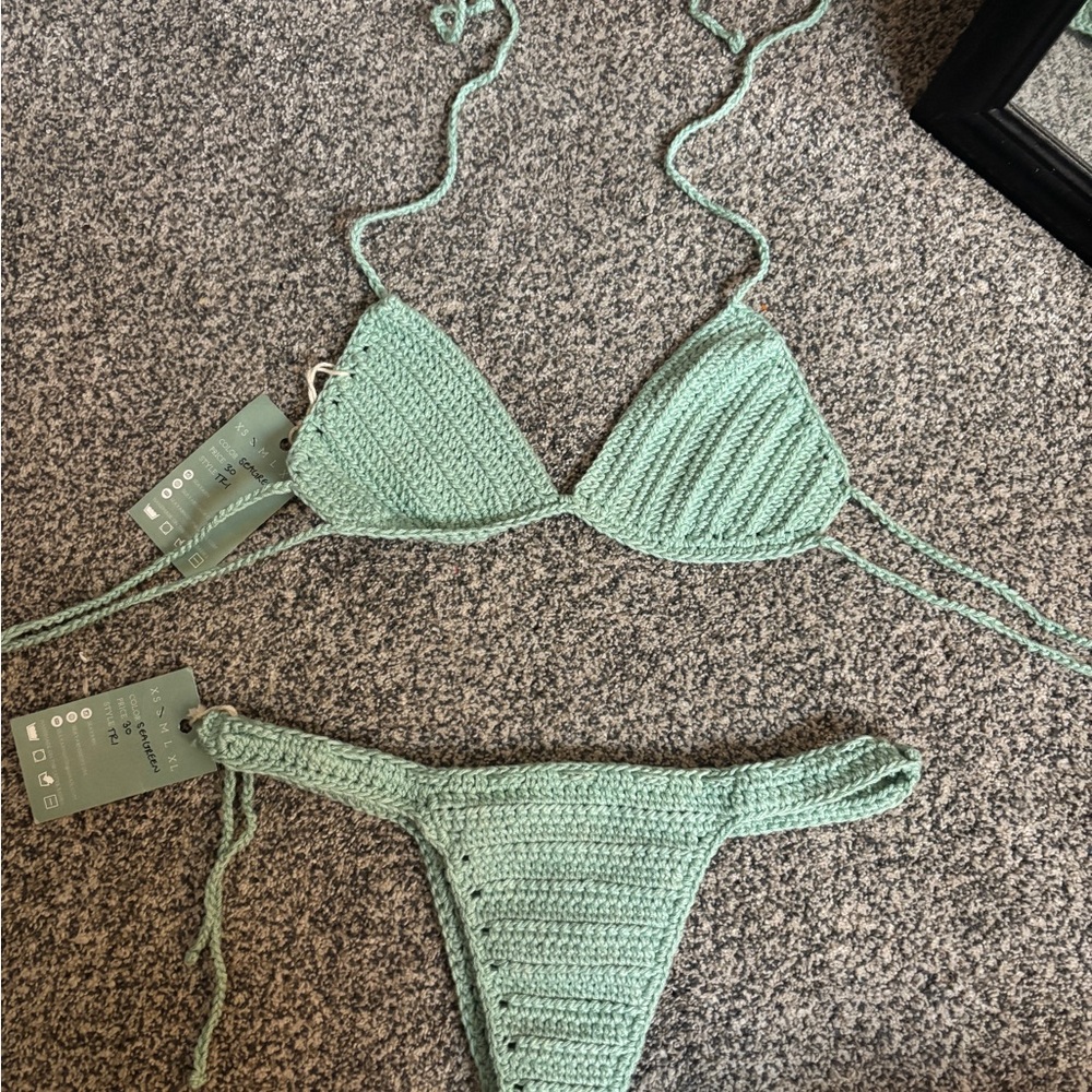 SEAYARN brand Mint Green Crochet Bikini Set